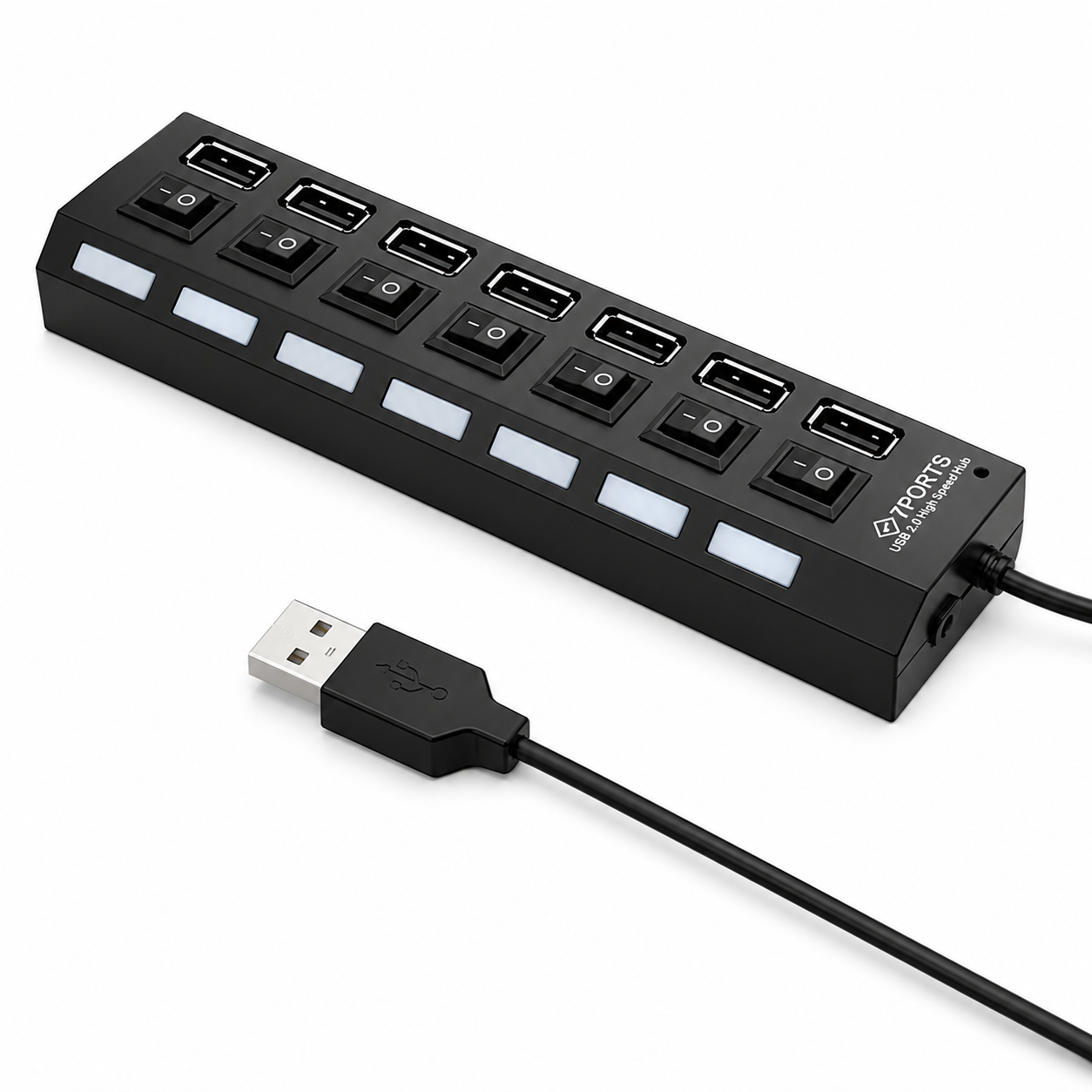 USB Adapter Hub with Power On/Off Switch for PC Laptop Computer - الصورة 2