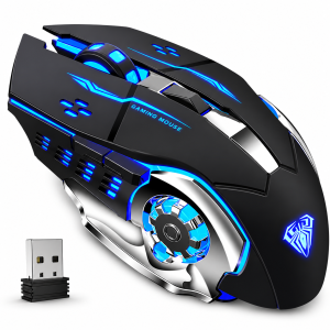 AULA SC100 Silent Wireless Mouse Rechargeable ,RGB LED Backlit, DPI Adjustable, 2.4G Wireless