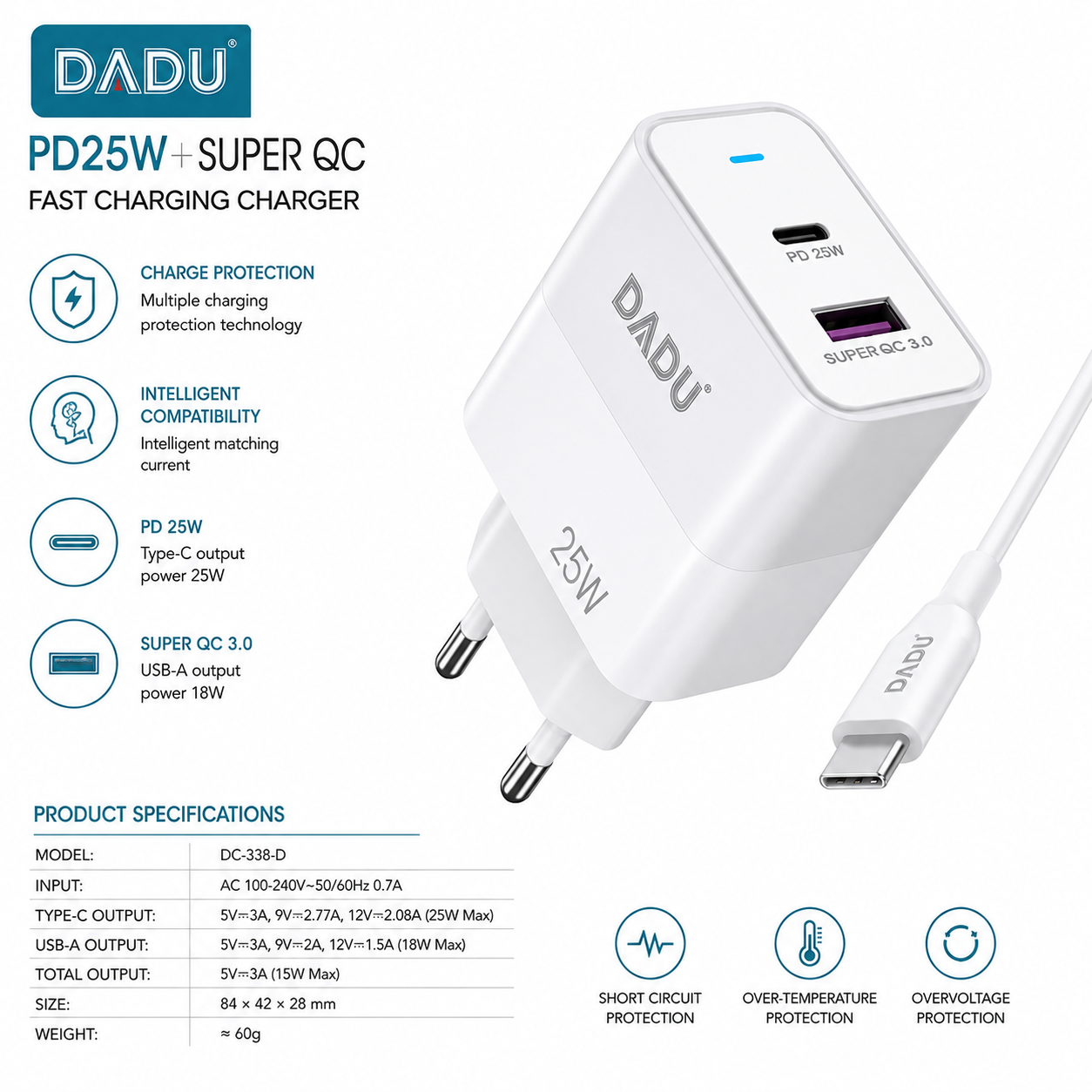 DADU DC-338-D Dual Port Fast Charger - الصورة 3