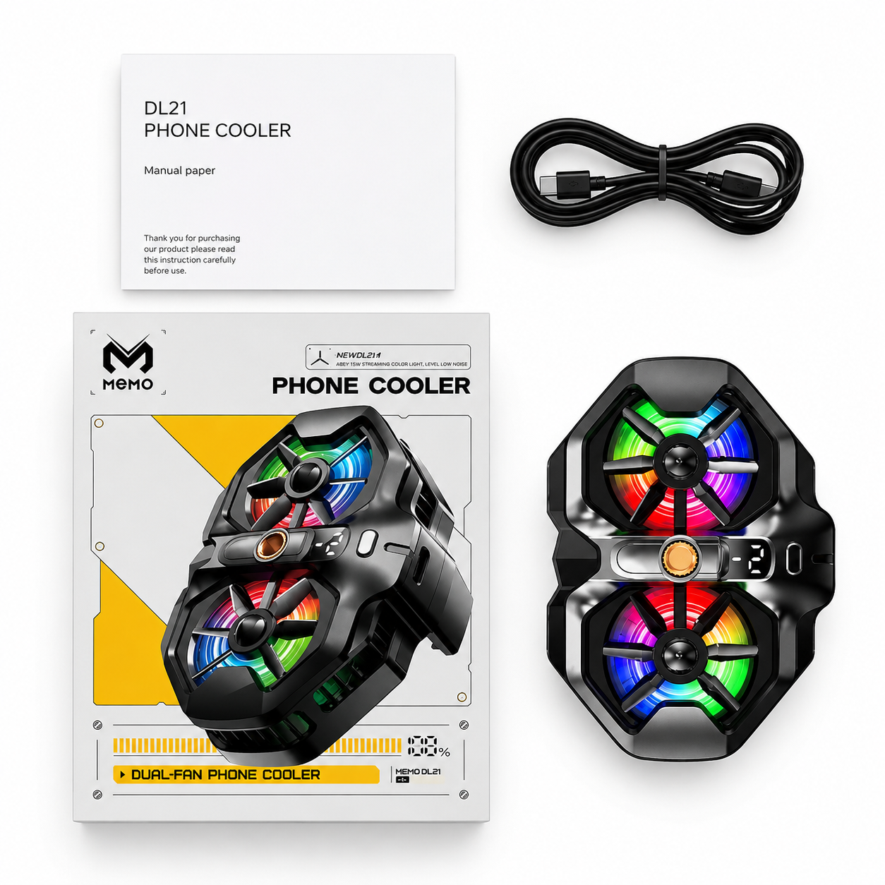 MEMO DL21 Cell Phone Cooling Fan Radiator Gaming Mobile Dual Fans